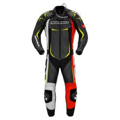 Pelle Intere Tuta In Pelle Spidi Track Wind Pro Rosso Giallo Fluo